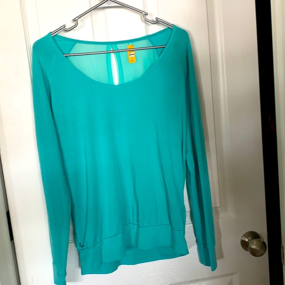 Long sleeve, open chiffon back shirt